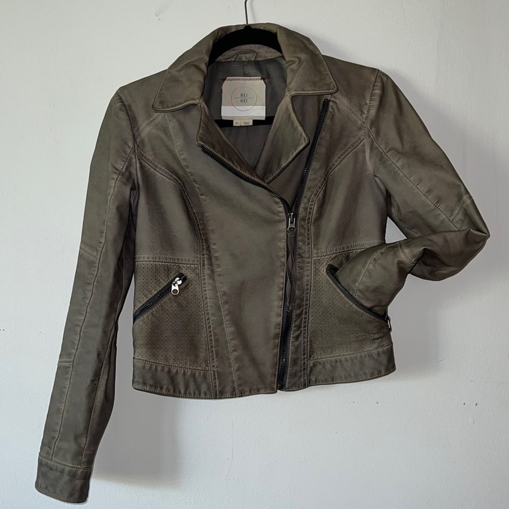 Anthropologie Hei Hei Vegan Leather Moto Jacket